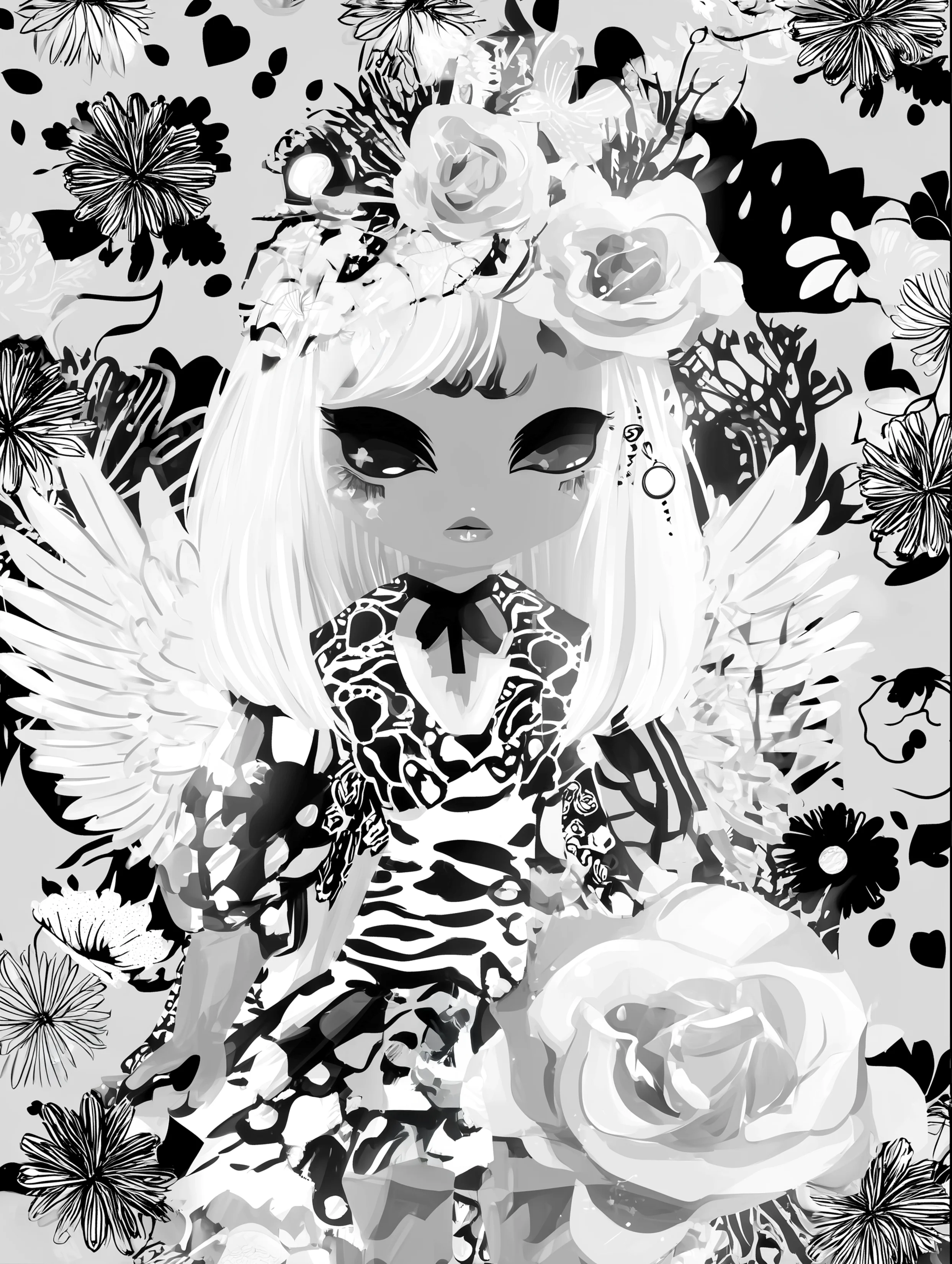 Free printable angel coloring page for adults featuring feathery wings angel